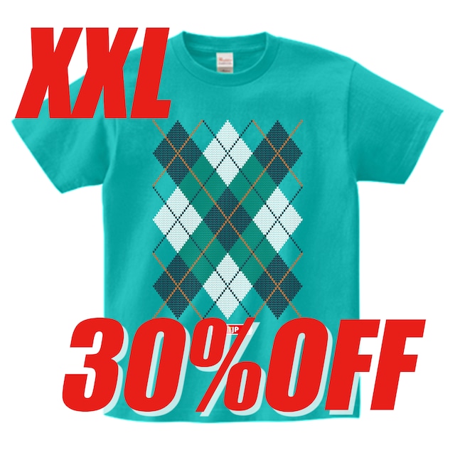 ＜XXLサイズ 30%OFF＞アーガイルTシャツグリーンカラー ：期間限定色ミント