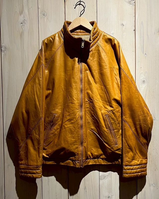 【a.k.a.C.a.k.a vintage】"NINO CERRUTI" “Reversible” Leather × Cotton Zip Up Jacket