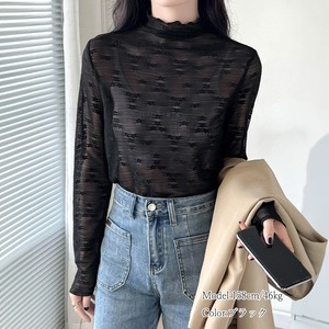 シースルー トップス レディース 春夏 韓国 インナー トップス きれいめ おしゃれ 花柄 ジャガード 大人 かわいい 透け感 重ね着 大人可愛い 大人女子