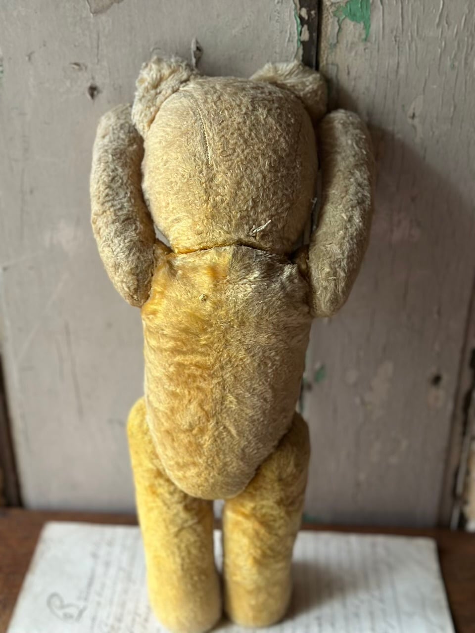 フランス アンティーク ゴージャスイエローベージュ ベア 俯きベア くまのぬいぐるみ ベージュイエロー | Brocante de La