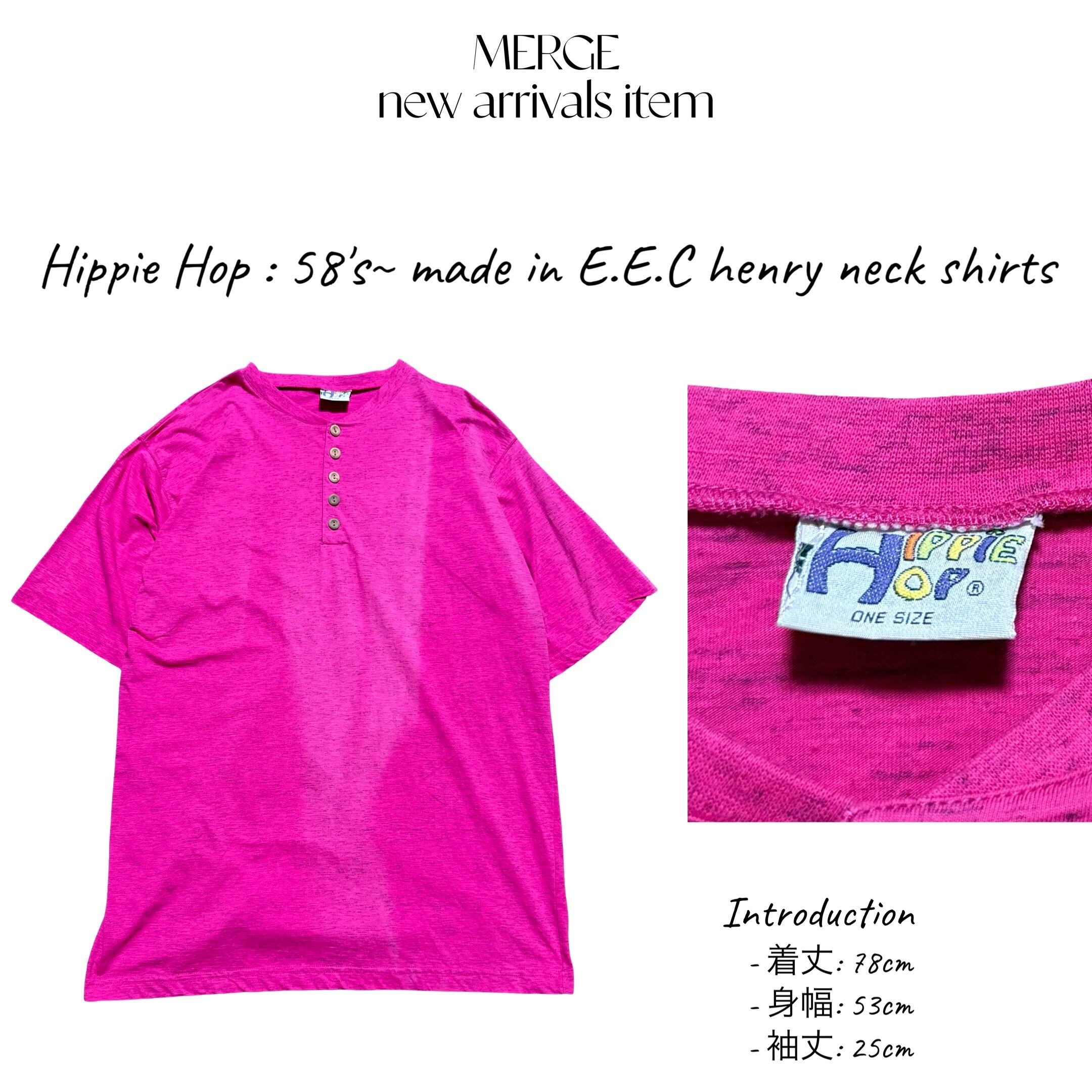 Hippie Hop】58's~ made in E.E.C henry neck shirts | MERGE