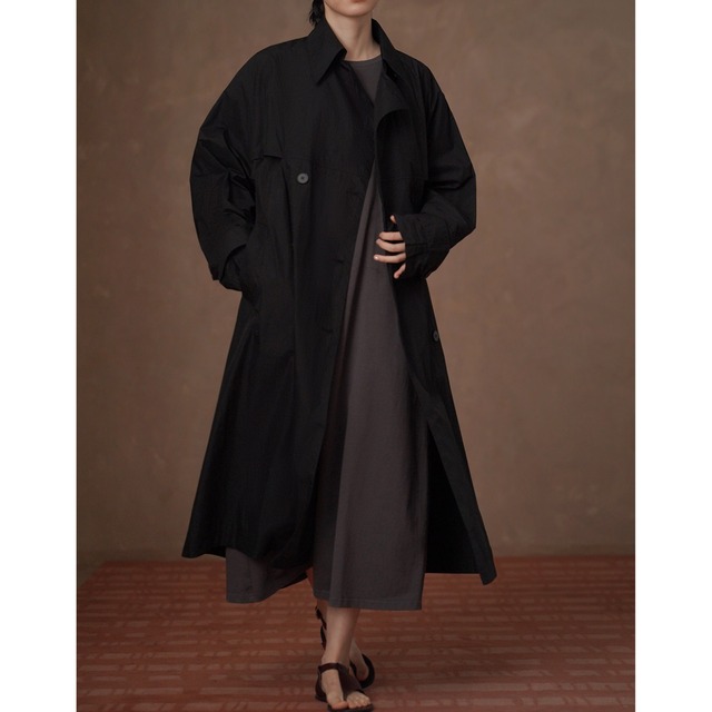 ダブルボタンロングトレンチコート　　3590