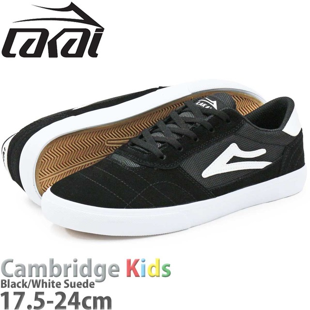 ラカイ ケンブリッジキッズ 17.5-24cm スケボー シューズ Lakai Cambridge Kids Black/White Suede スケシュー スニーカー ブラック/ホワイト スエード スケートボード スケート ローカット