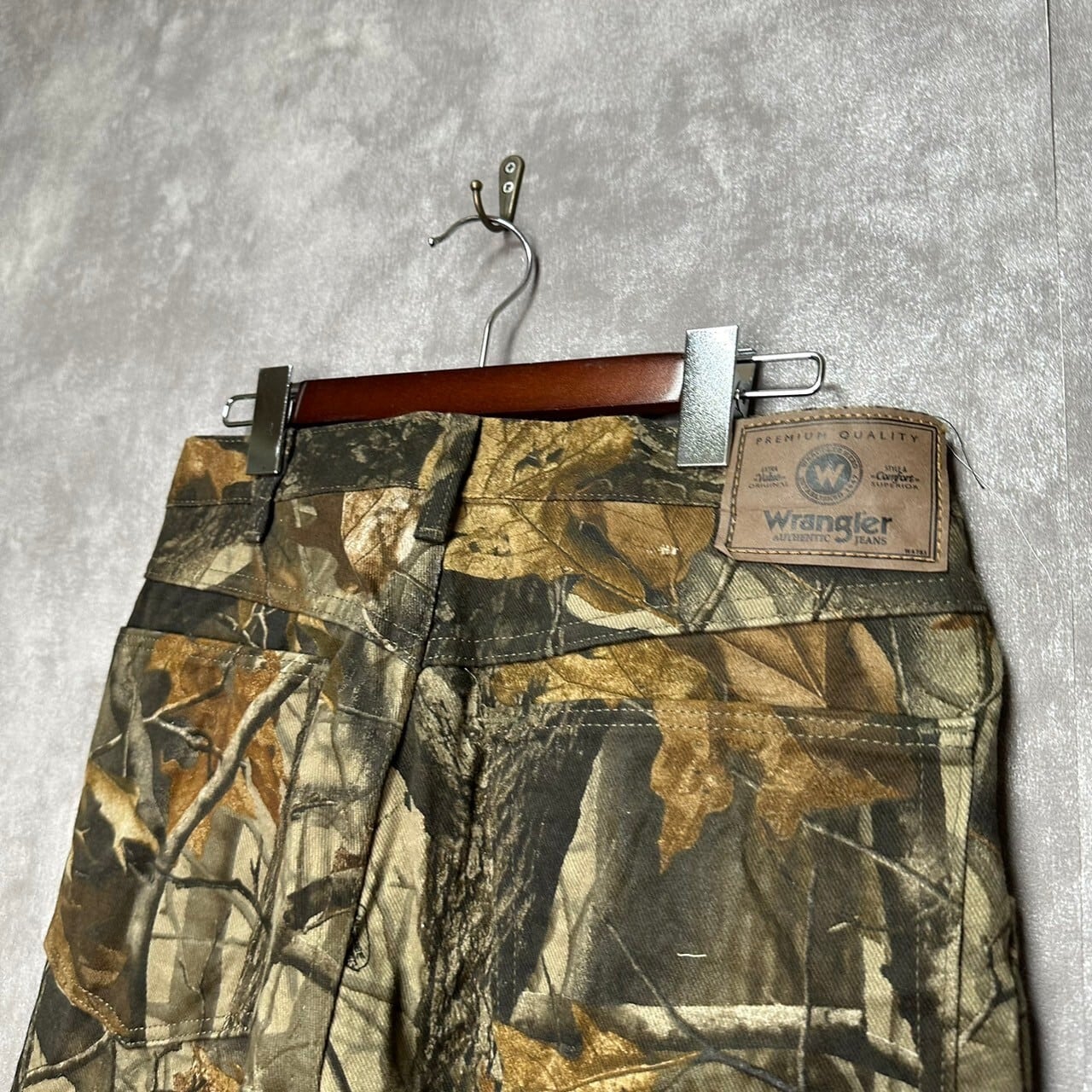 W34×L32】wrangler リアルツリーパンツ ダブルニー 切りっぱなし 革 