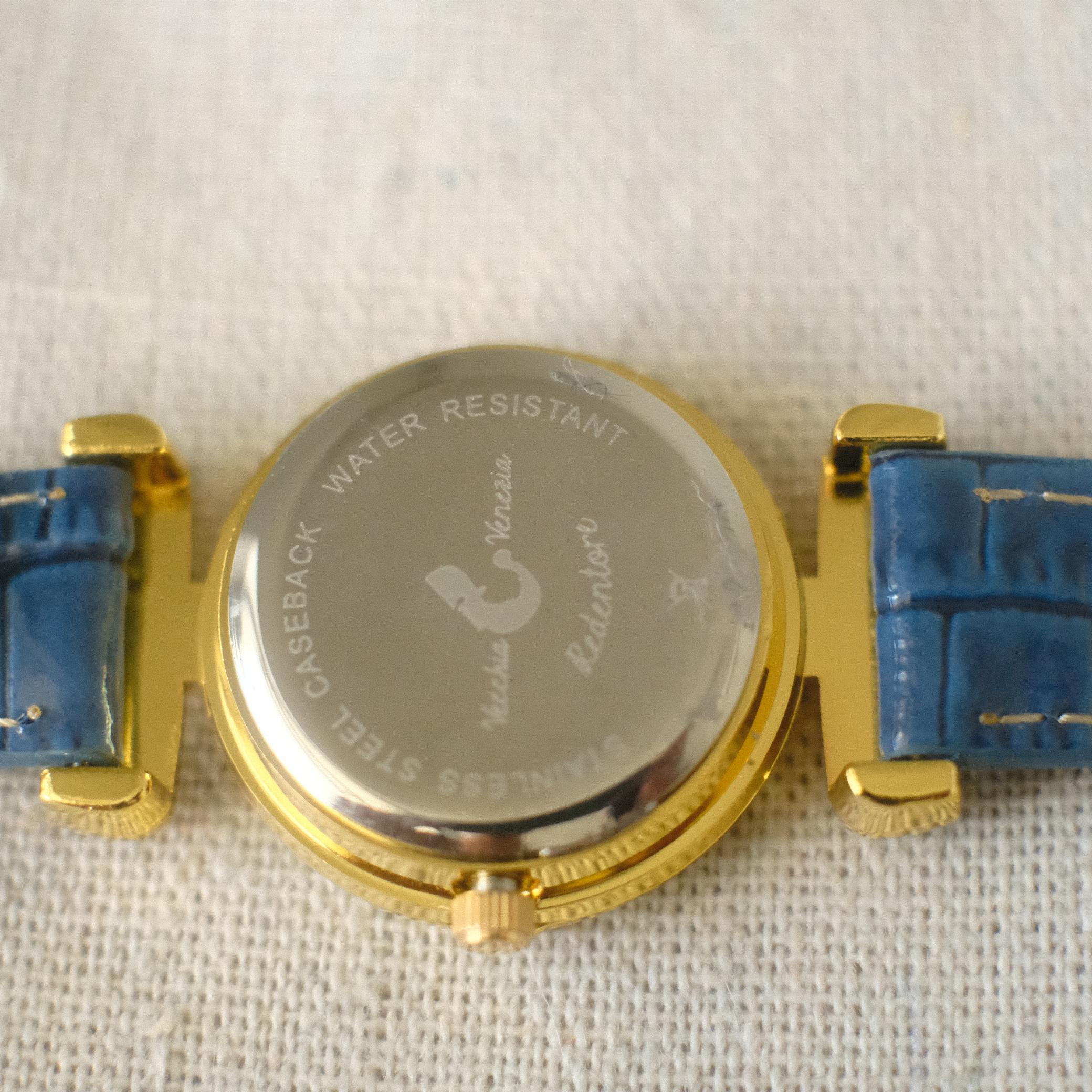 Murano Millefiori Watch With Leather Band - Navy | flemington