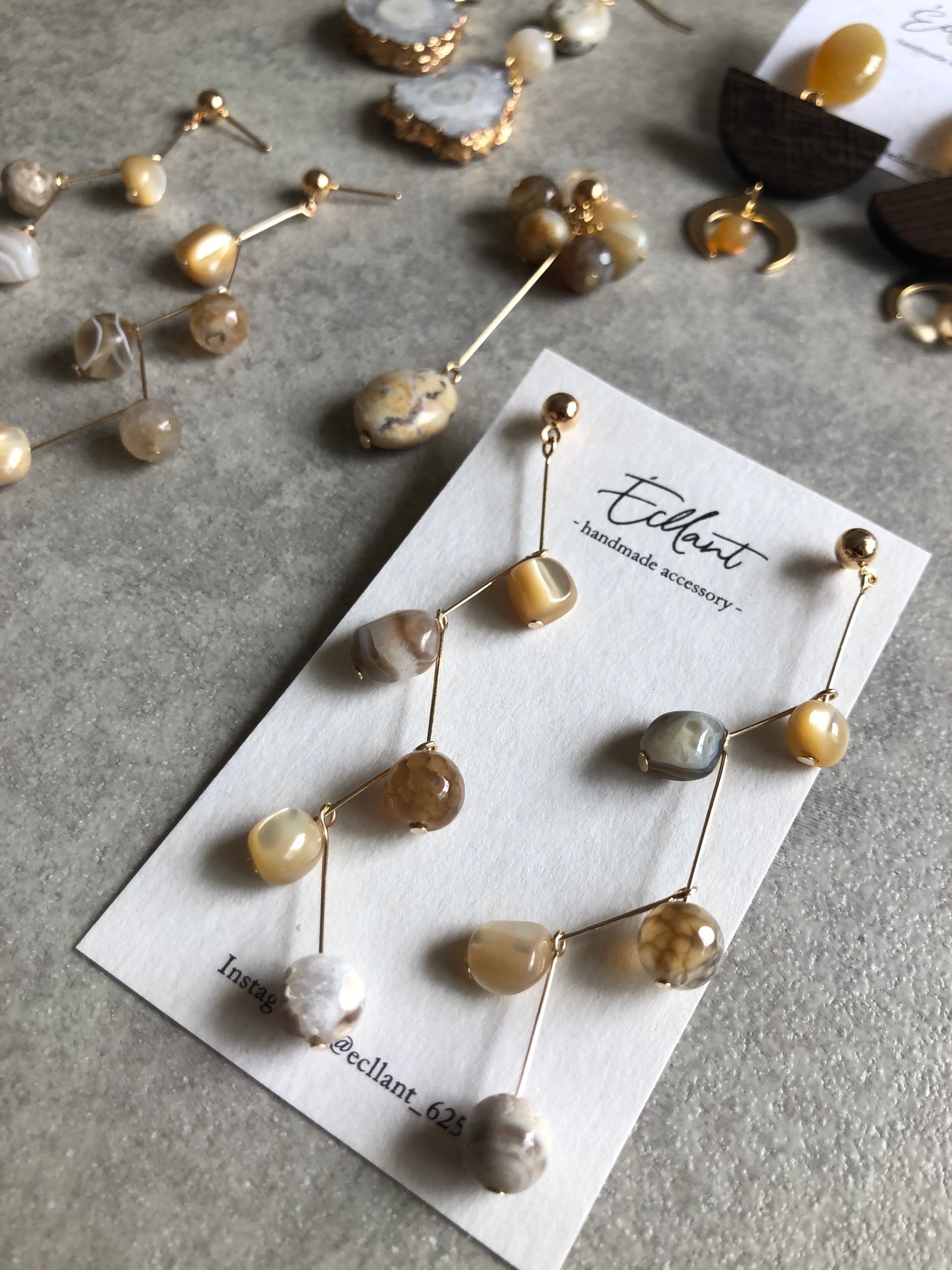 天然石 ジグザグロングピアス/イヤリング サージカルステンレス