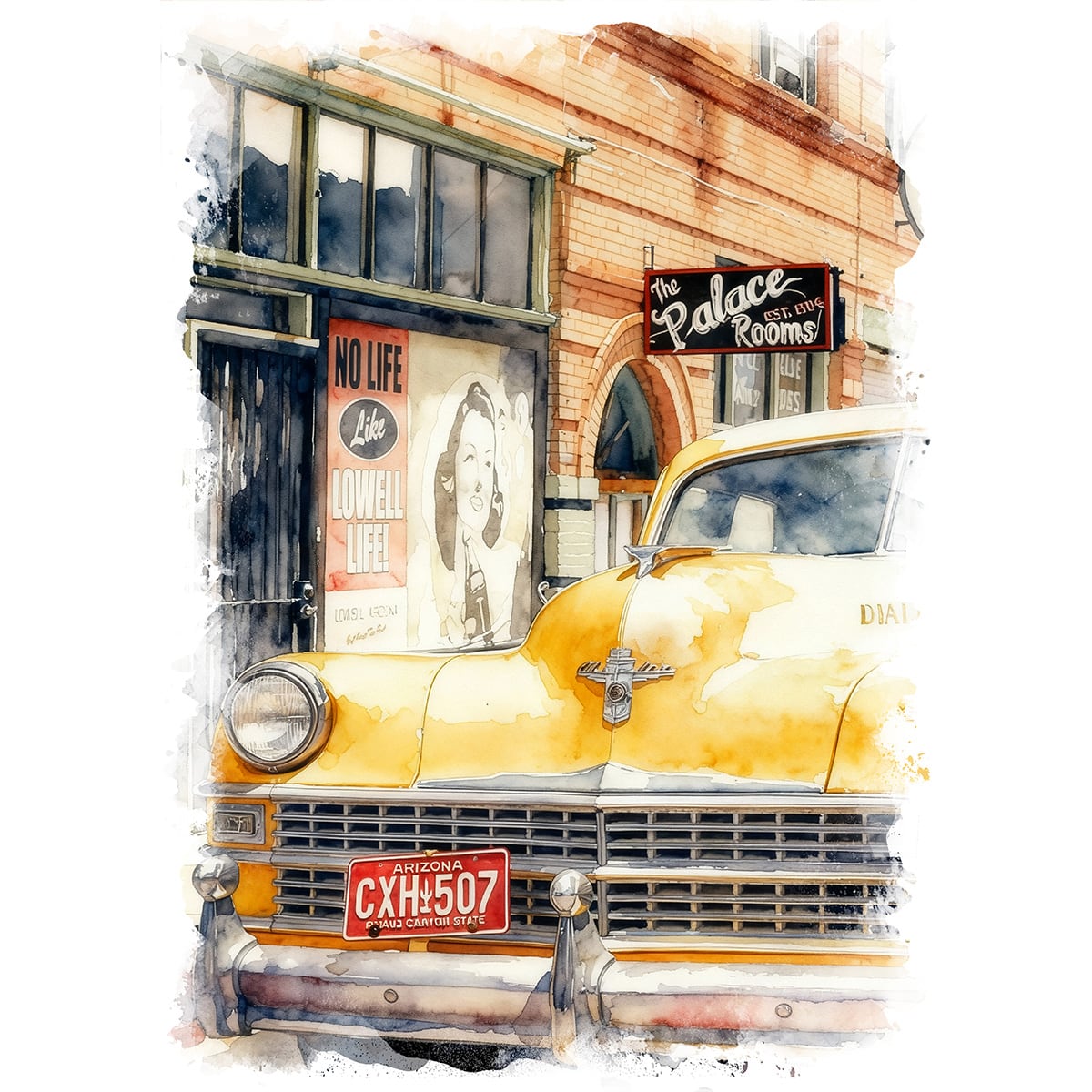 ヴィンテージ ドイツ ローテンブルグ 風景画 アート額装品 インテリア 絵画 アメリカ ローウェルのビンテージカーの風景 インテリアアート額
