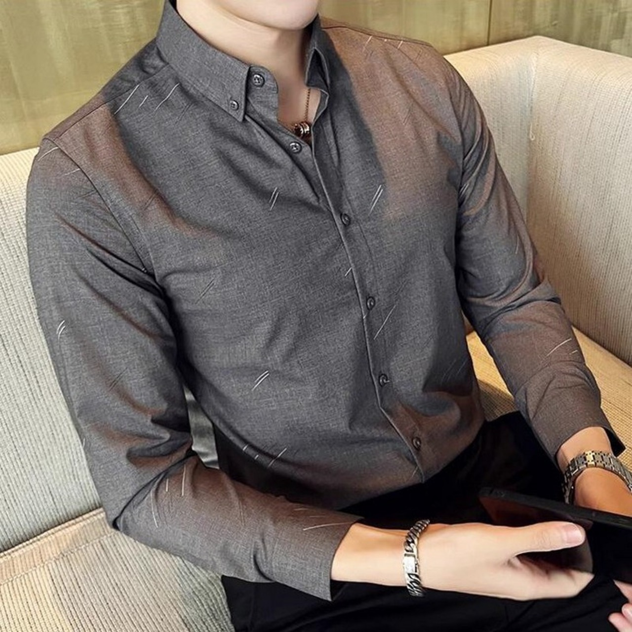 velvet striped shirt 00101