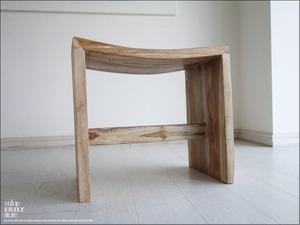 チーク無垢材 スツールWW 椅子 イス ベンチ チェア 木製 ホワイトウォッシュ 天然木 シンプル ナチュラル 銘木家具 送料無料