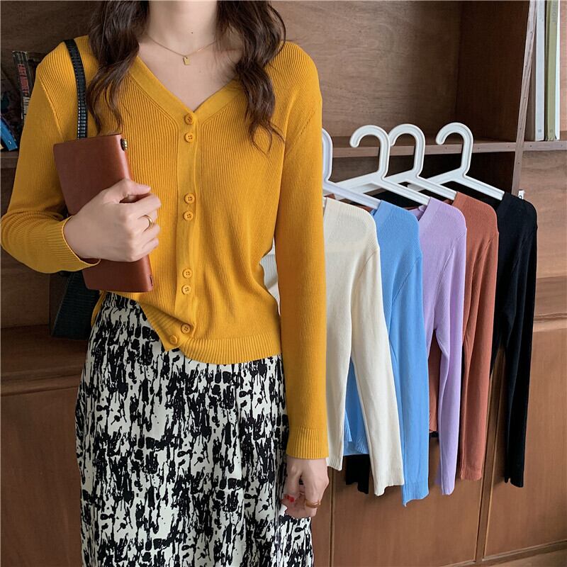 ルーズショートカーディガン薄手スタイル ロング オータム 秋物 Vネック 1号婦人68614524091