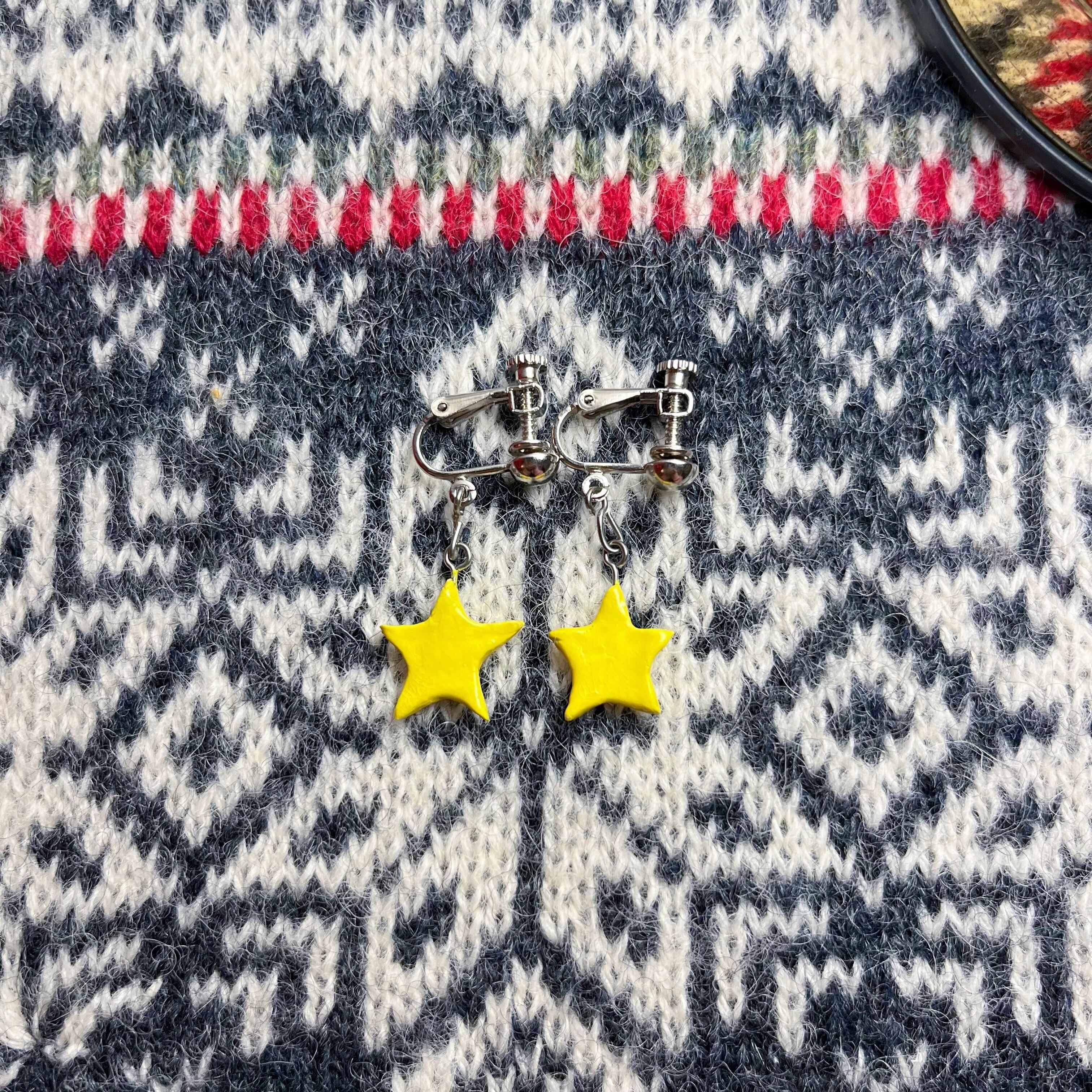 yellow paint star earring