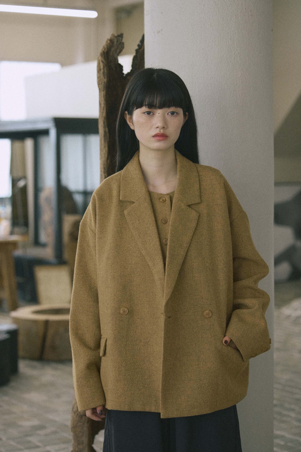 DU260716 Tweed Crew Neck Vest【set up可】【一部予約商品10月中旬】