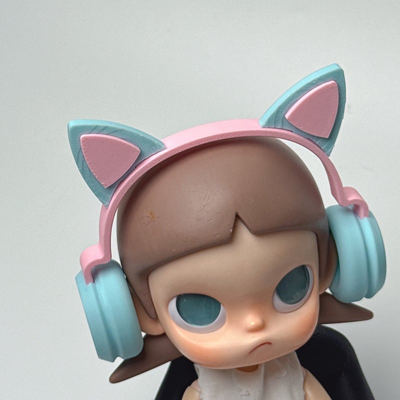 猫耳ぬいぐるみ2体セット Zsiga＆1/8ドール＆20cm対応 猫耳装飾付き イヤホン ぬいぐるみ用