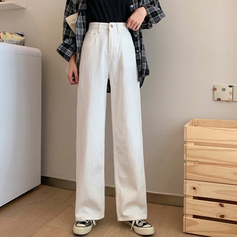 ホワイトジーンズ スプリングオータムハイウェストウェストスリムルーズパンツ 春物 秋物 試着室30610136745