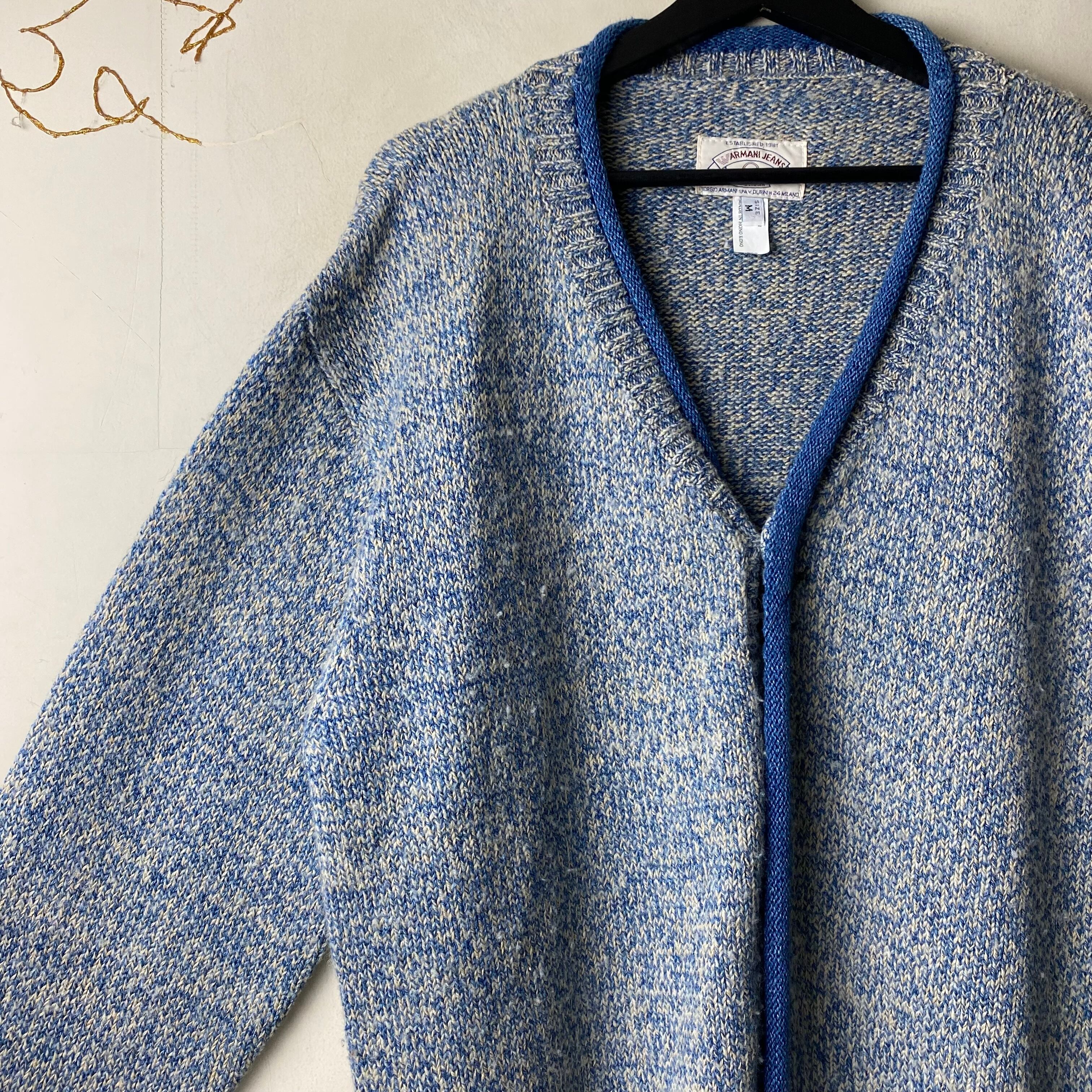 vintage ARMANI JEANS blue melange knit cardigan | NOIR ONLINE