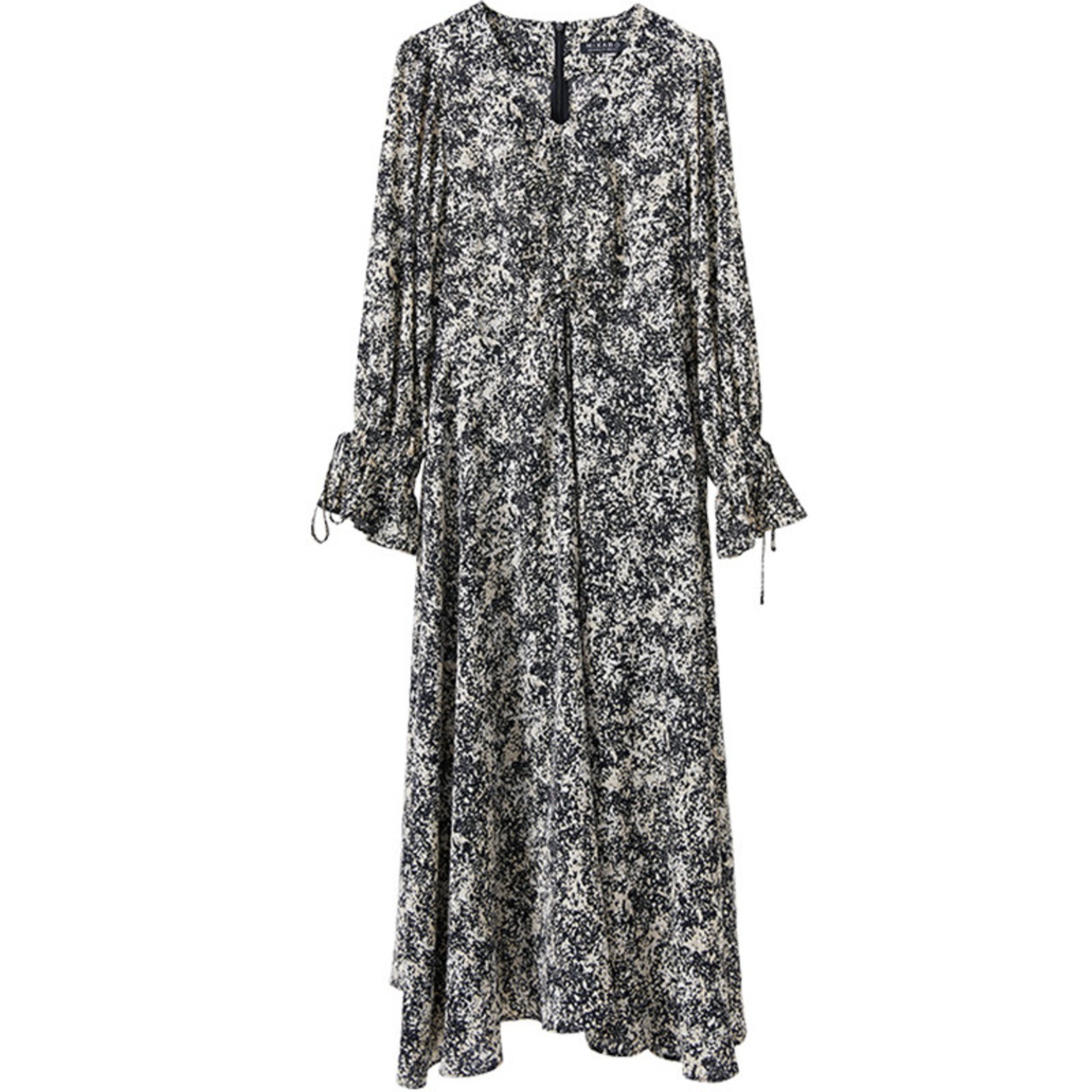 Vネック花柄シフォンワンピース W00664