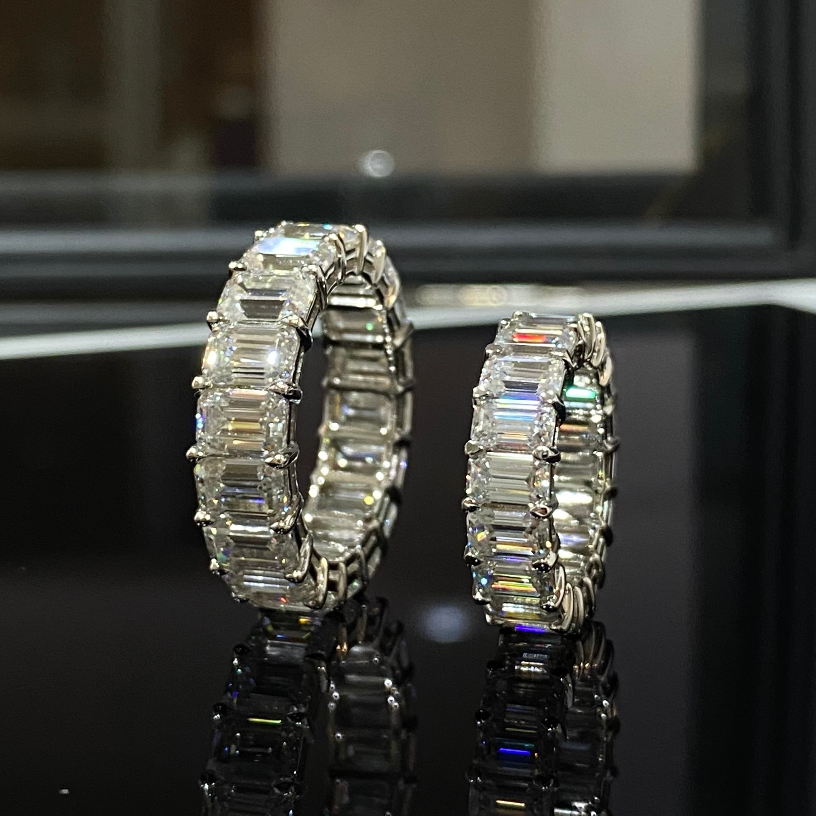 3*5mmエメラルドカット フルエタニティリング Silver925 プラチナ