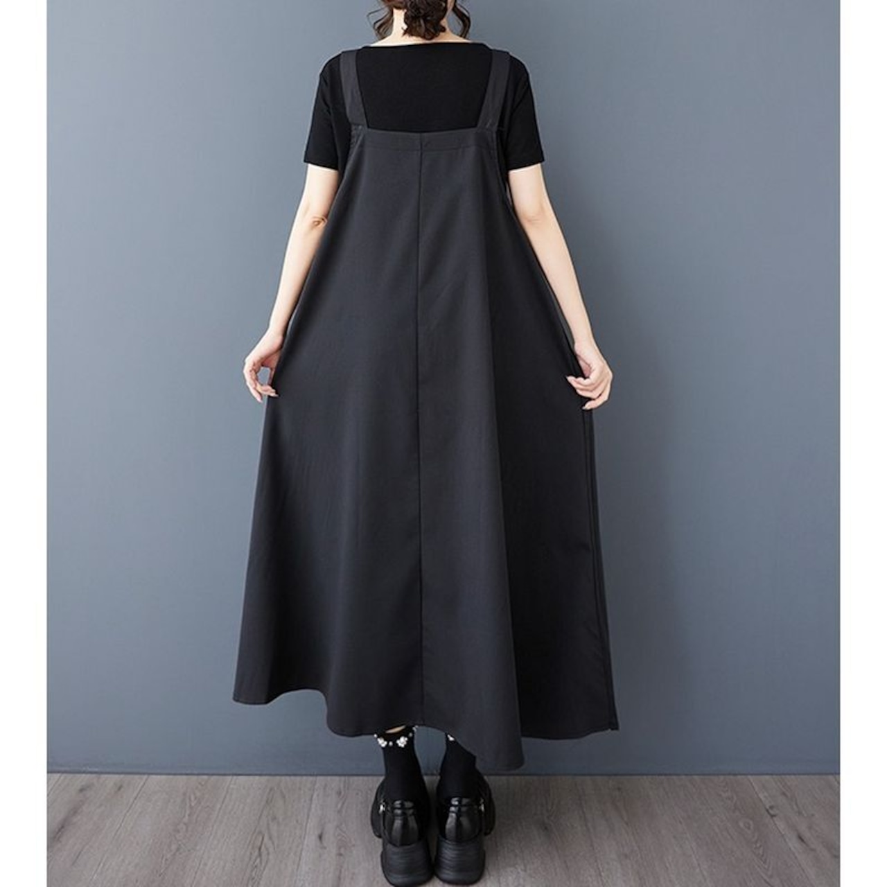 アシンメトリー プリーツ ジャンパースカート 00163