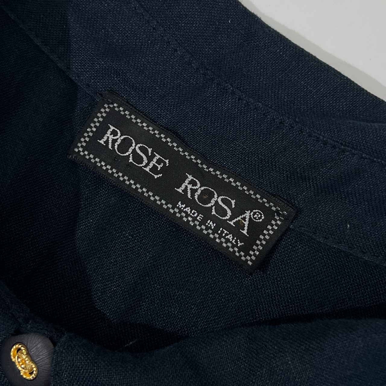 リネン100% イタリア製 ROSE ROSA タック 半袖 ワンピース/ネイビー レディース