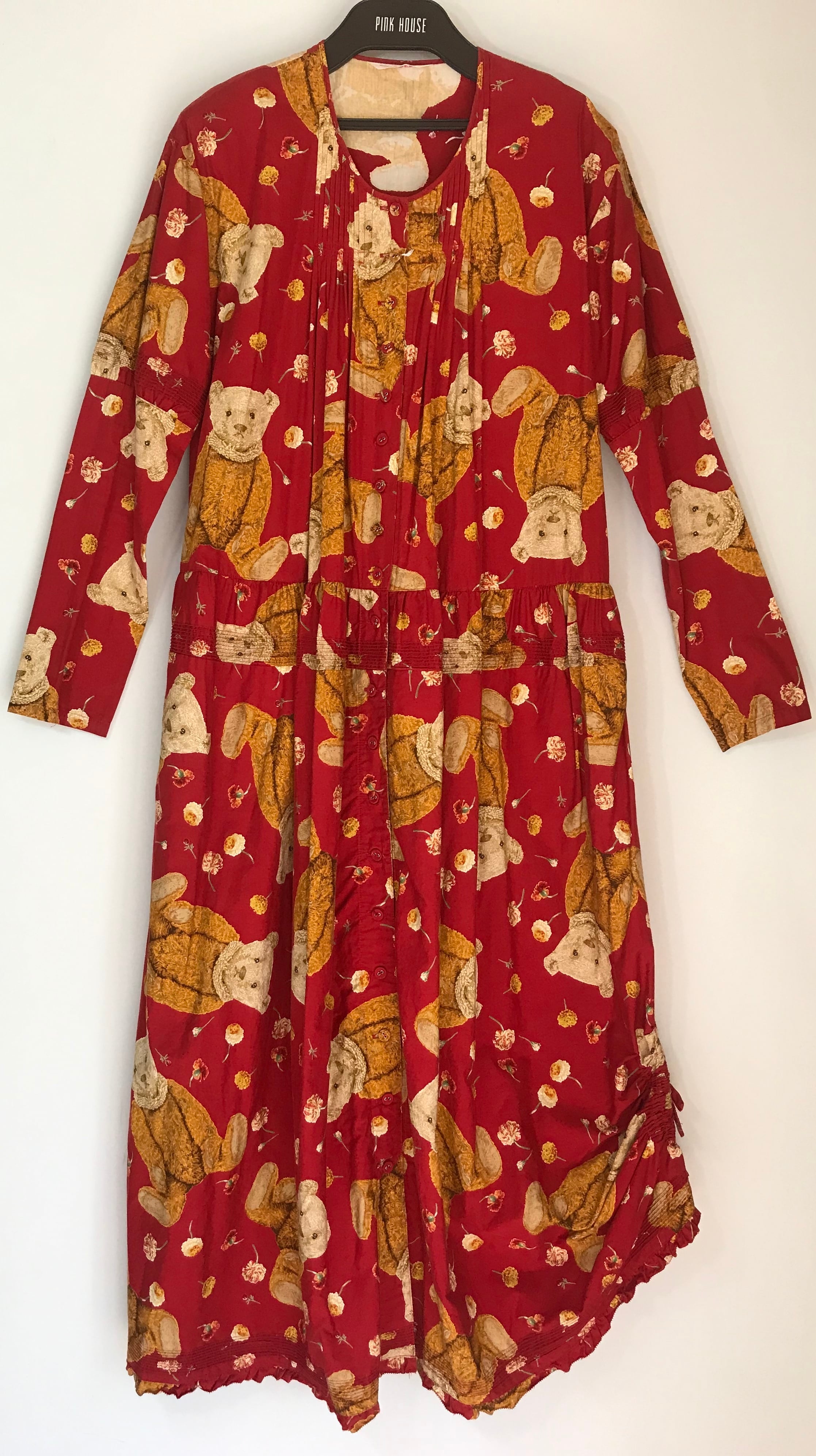 ワンダフルワールド 赤 百日草とクマ ワンピース | Pay ID 