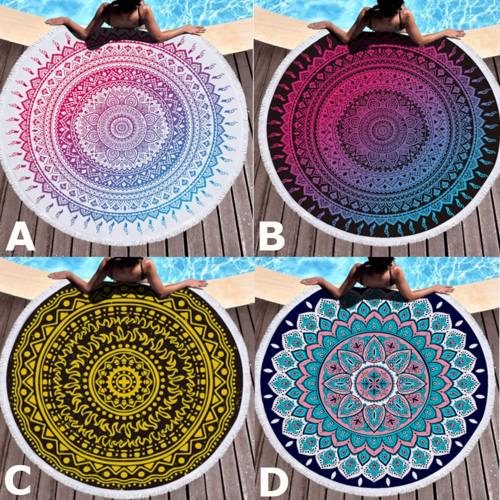 ラウンド マット 曼荼羅 マンダラ 直径 150cm ビーチタオル おしゃれ