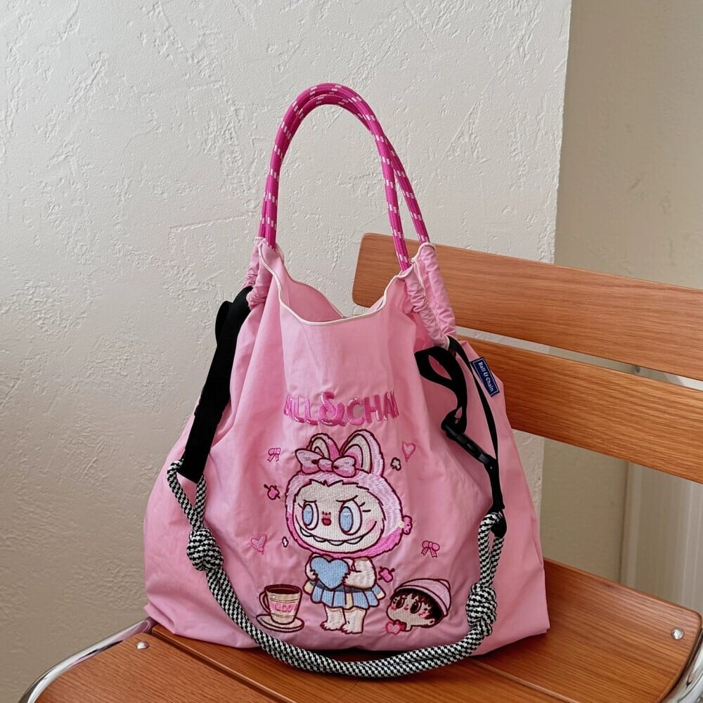 超軽量・大容量・新柄！Labubu刺繍 バッグ 2WAY ショルダー トート 大