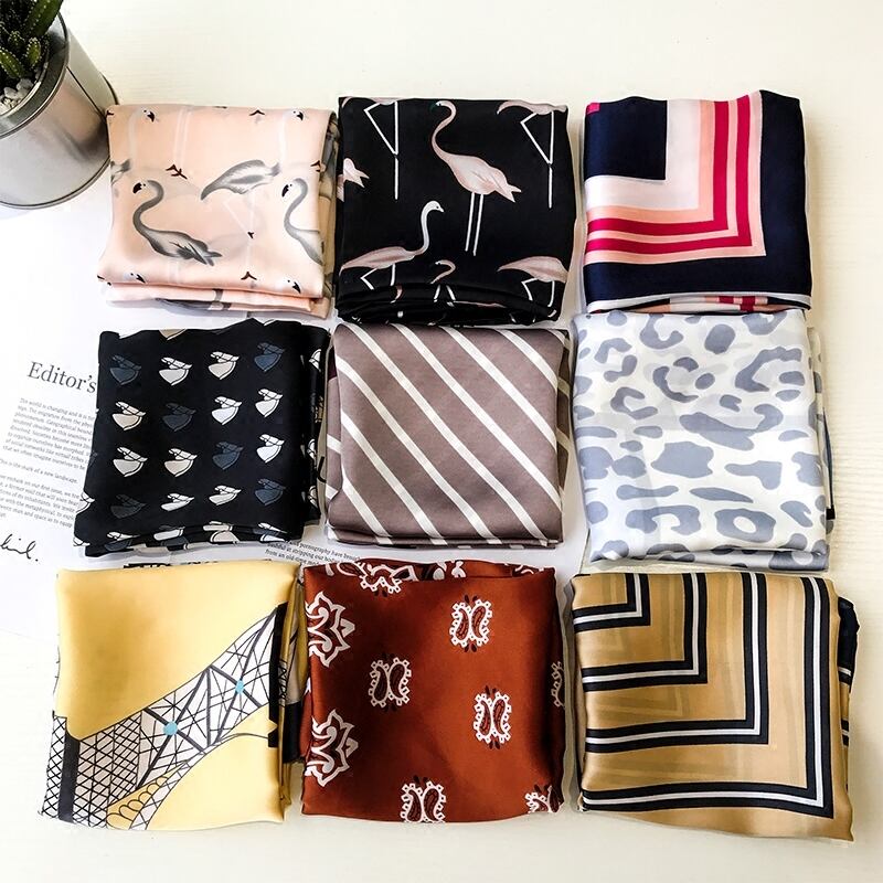 野生の文学的なスカーフのヘッドバンドの春と夏のレトロな客室乗務員のプロのビジネス小さなスカーフの小さな正方形のスカーフシルクスカーフ女性バージョン ブラック・アイド・ピーズ72853366545