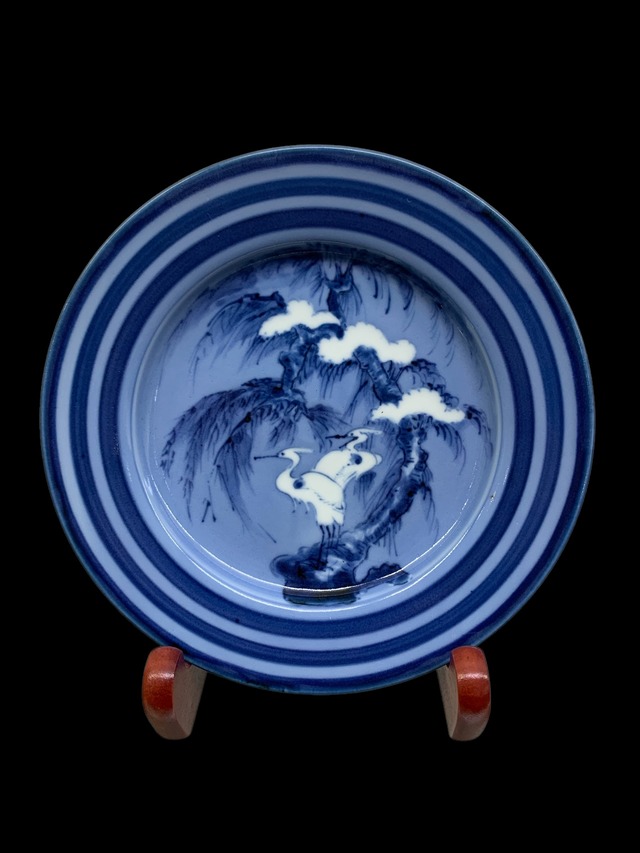 薄瑠璃花文藤形皿