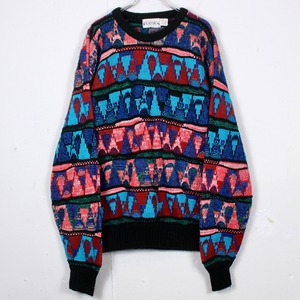 【Caka act2】Artistic Pattern Vintage Loose Pullover Knit