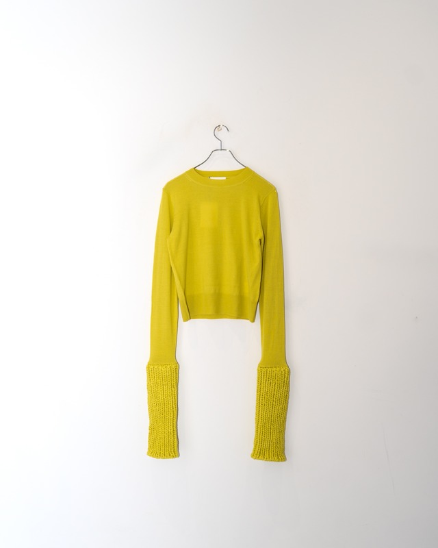 【 BELPER 】BEE SLEEVES KNIT TOP / YELLOW