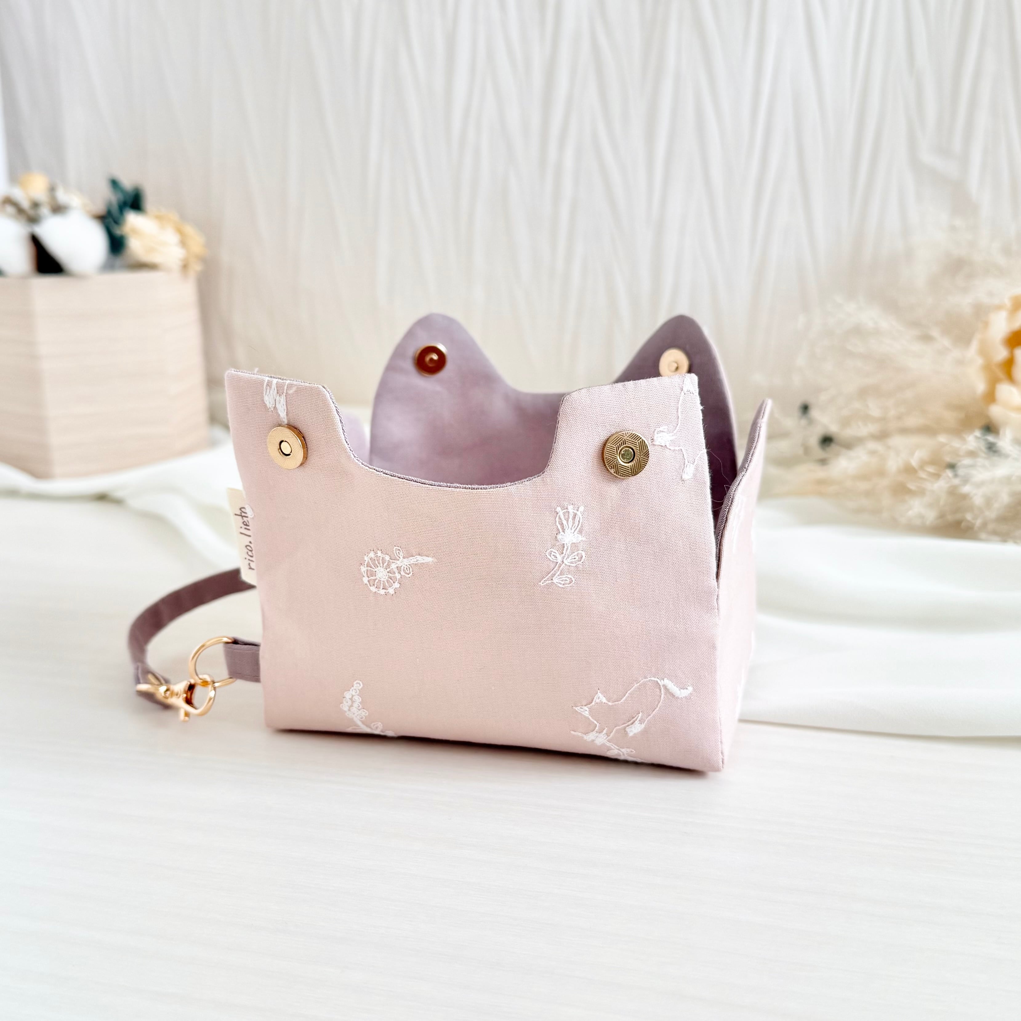 ポケットティッシュポーチ【刺繍ピンク】 | rico.lieto