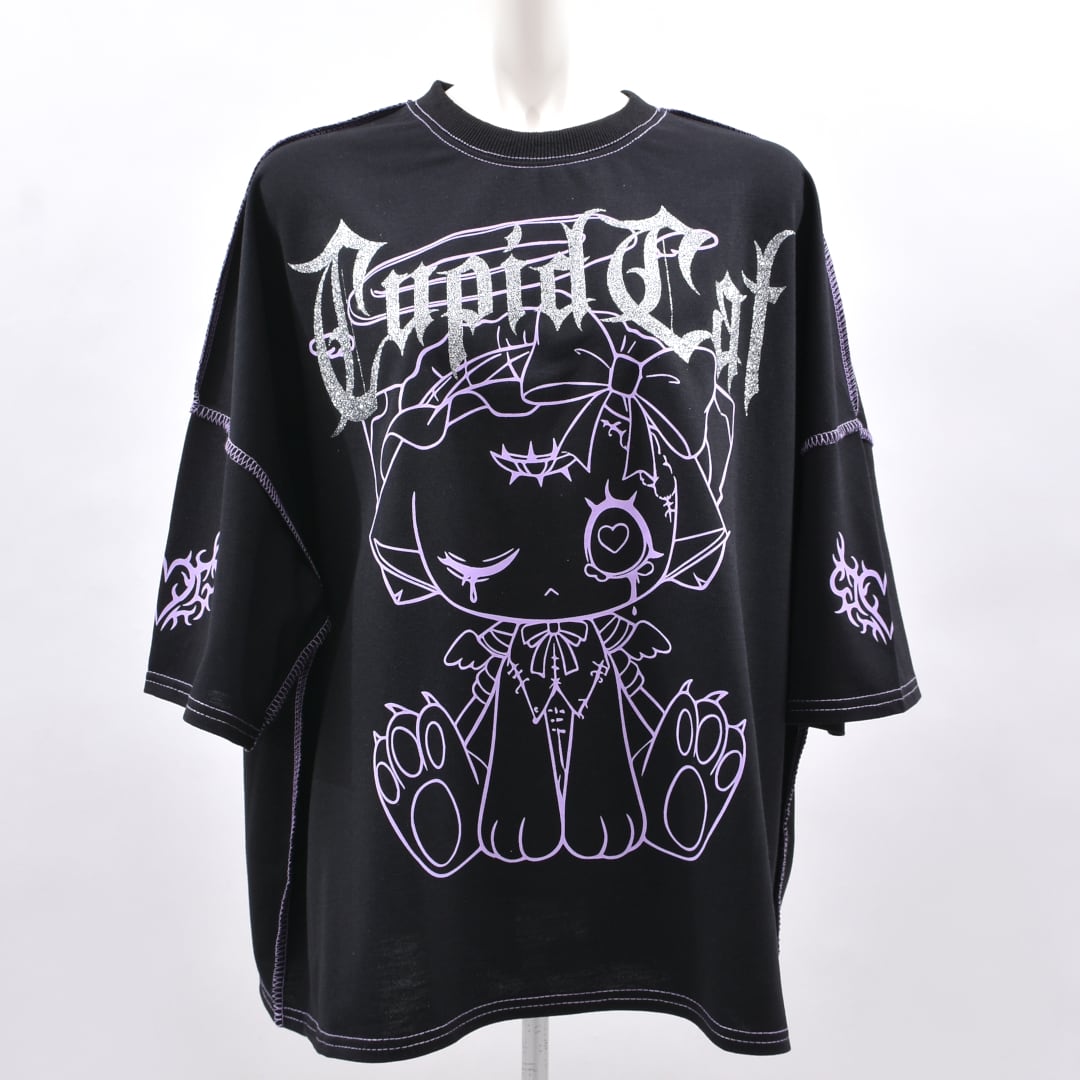 6/3 BLACK M再入荷！】新作☆CupidCatステッチTシャツ