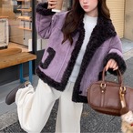 Purple shearling and lamb wool thick coat (NC175)