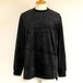 Stretch Fake Suede Crew Neck Pullover　Black