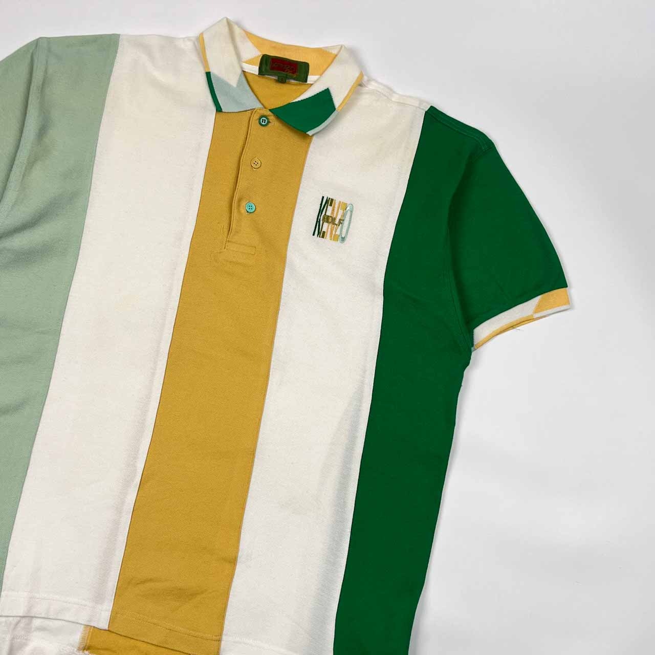 90s KENZO GOLF ケンゾーゴルフ ストライプ 半袖 ポロシャツ 4/マルチ メンズ 希少 レア ビンテージ