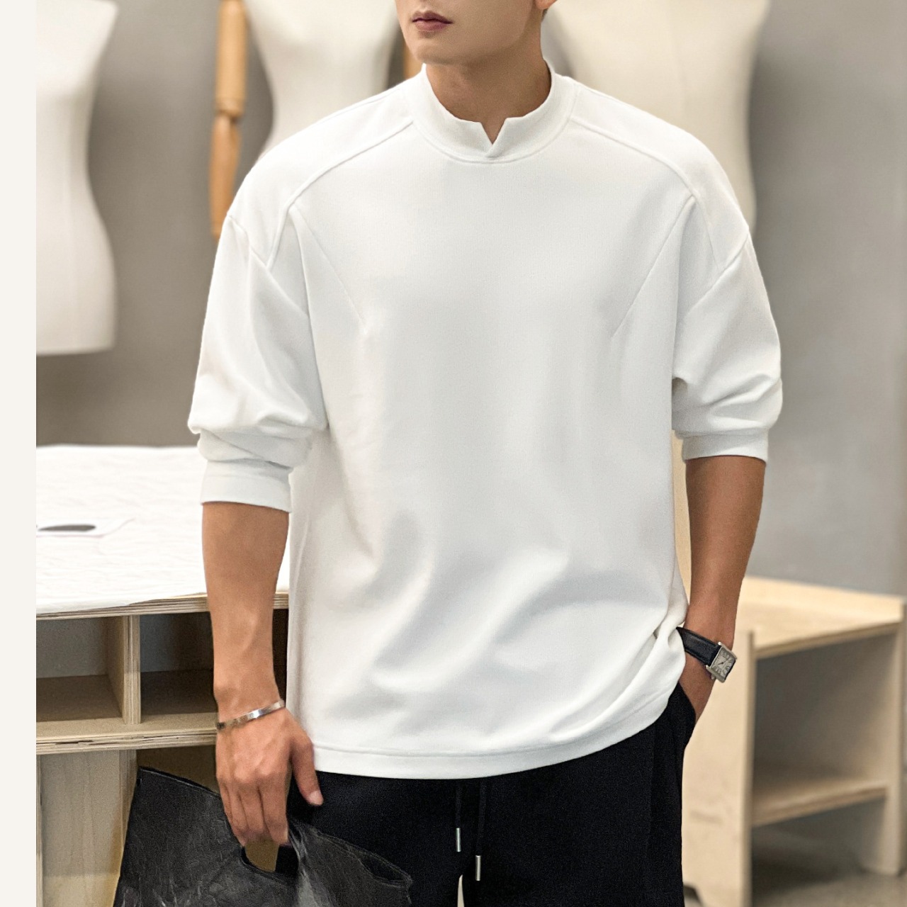 スタンドカラーハーフジップスウェット　TB1766・画像6