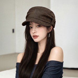 キャスケット レディース 秋冬 韓国 Y2K デニム風 ボリューム サイドリボン マリンハット マドロスハット 立体フォルム 深め 小顔見え サイズ調節 ヴィンテージ レトロ 大人 カジュアル ストリート [LW-CGH005]