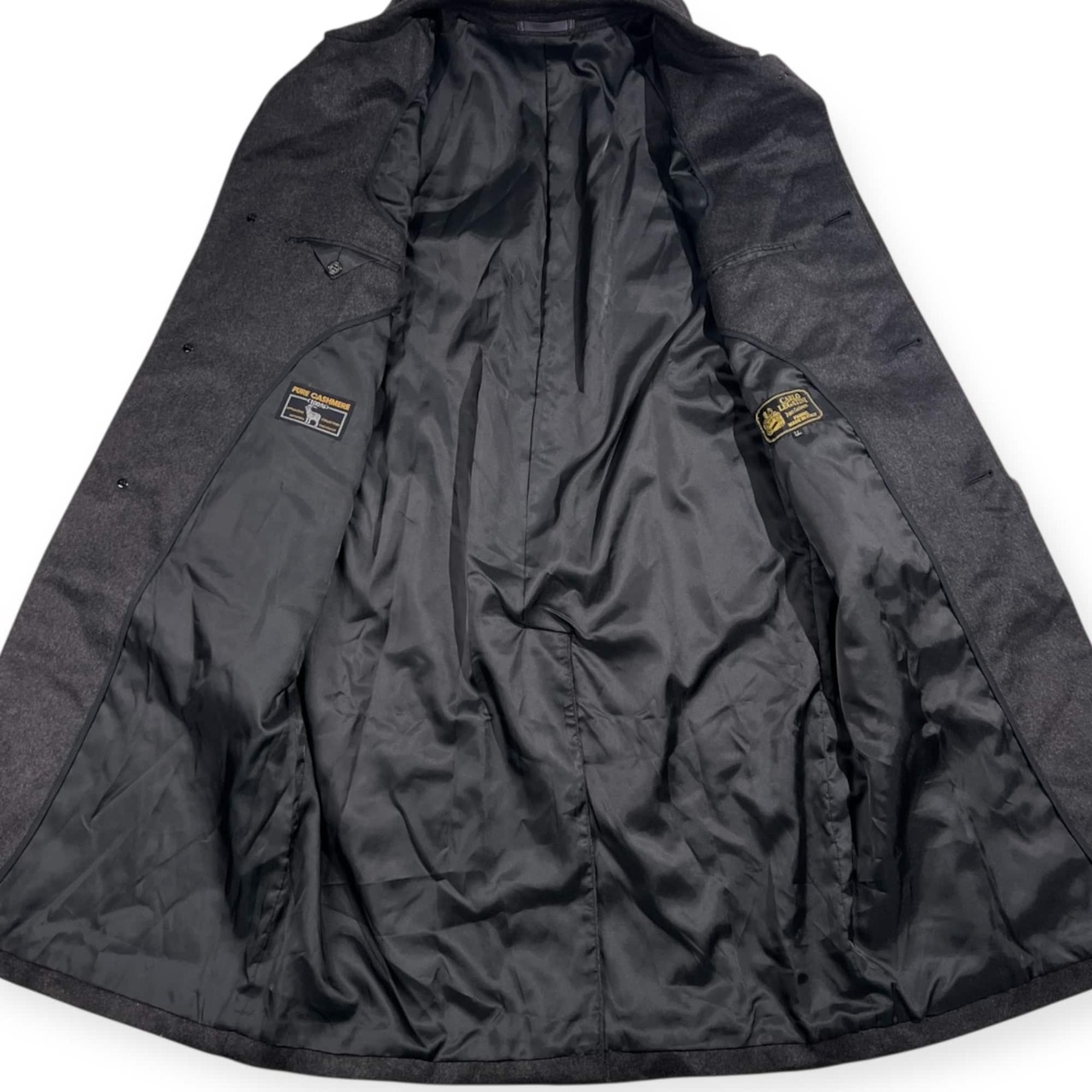 カシミヤ100% CARLO LEGATINI カルロ・レガティーニ ステンカラーコート LL/ダークグレー メンズ