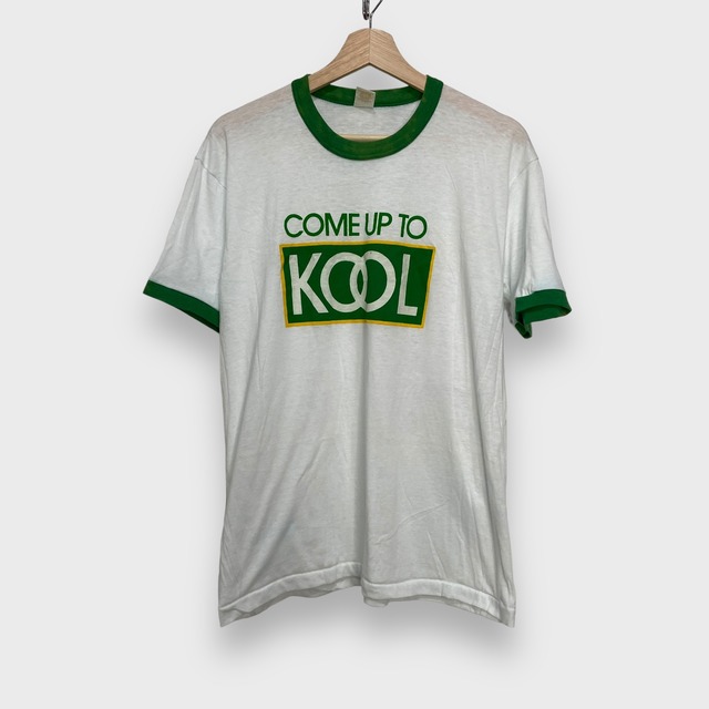 80s USA製　KOOL リンガーTシャツ　タバコt プリントロゴ　白　L
