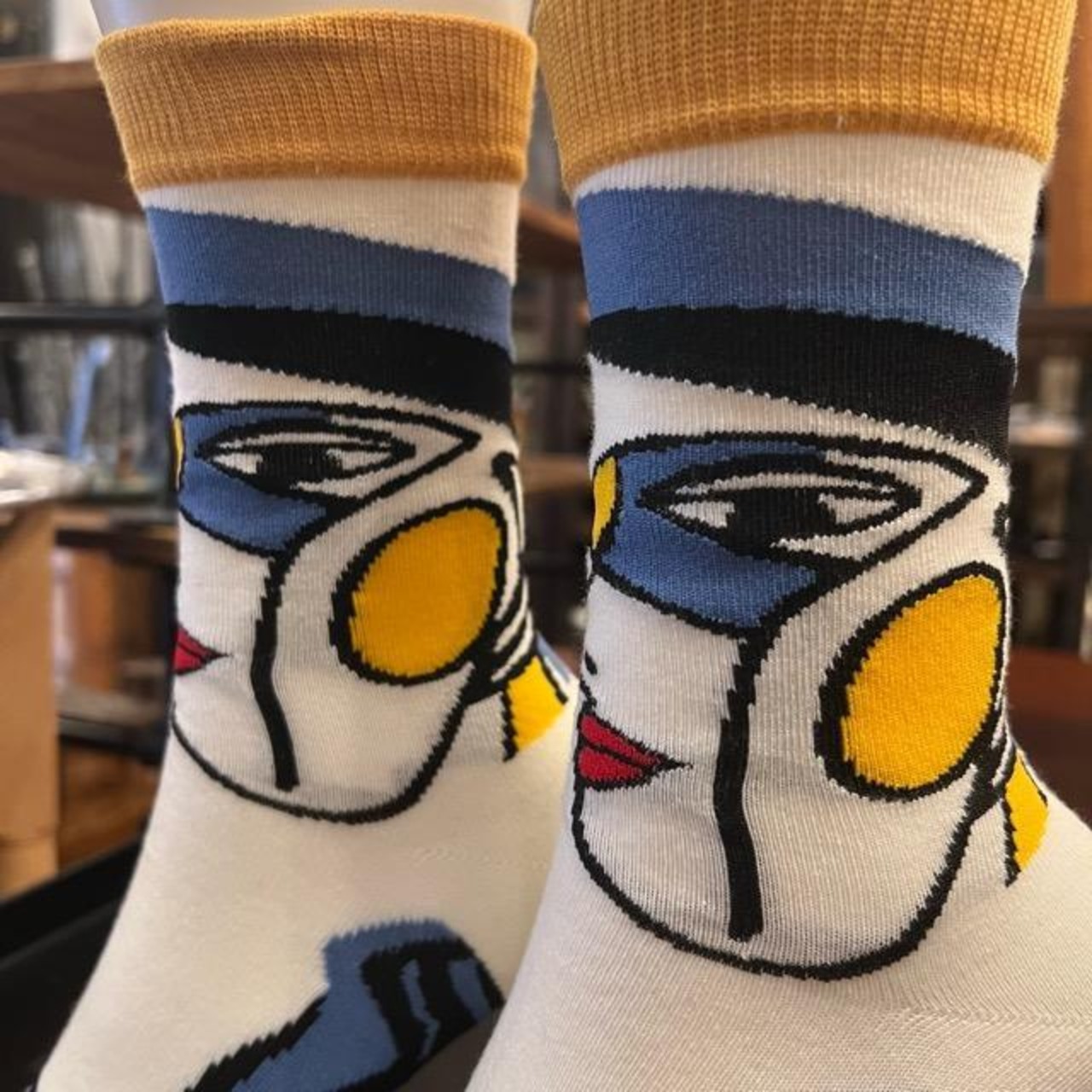 TOPANGA Socks Lady's Art Socks Face in profile　アートソックス　横顔　　クルーソックス　レディースソックス　靴下　ギフト　