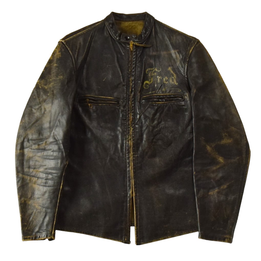 1960's Vintage Leather Single Riders Jacket Aging / 60年代 ヴィンテージ 茶芯  レザーシングルライダースジャケット ステアハイド 雰囲気系 TALON 60s ビンテージ エイジング レザージャケット スポーツジャケット