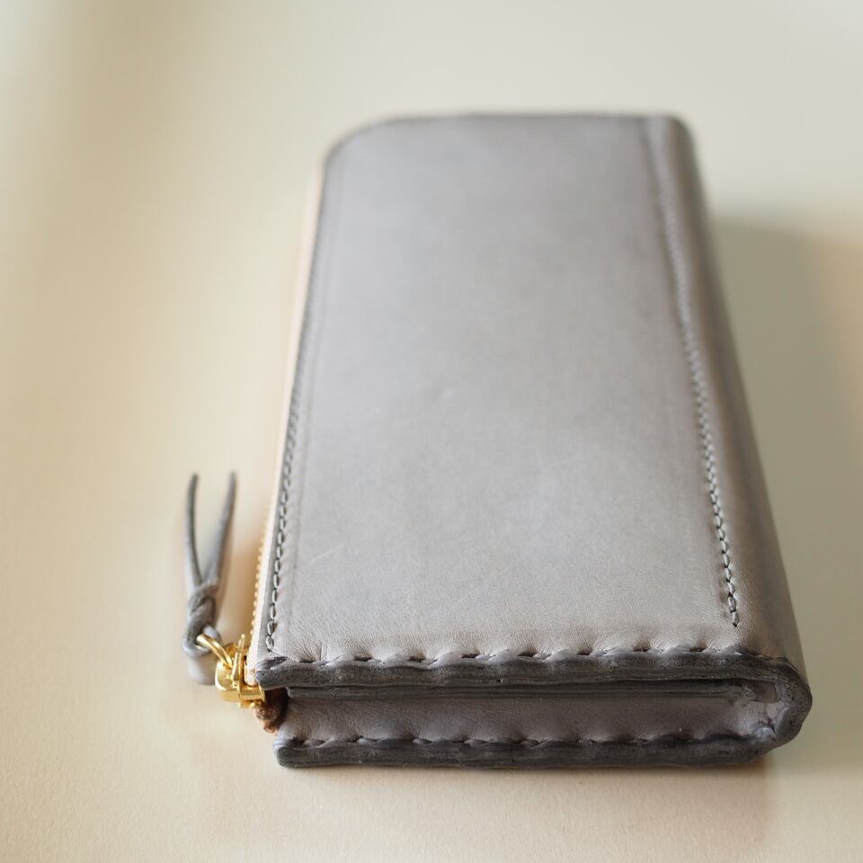 L字ファスナーの長財布 / グレー | 皮美輝や