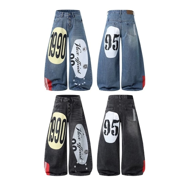 オーバルグラフィックダメージライクカーブデニムパンツ 2col R02531