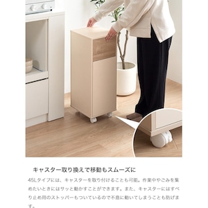 ゴミ箱 45L キャスター取り付け可 ナチュラル 北欧 木目 スイング式 扉 スリム