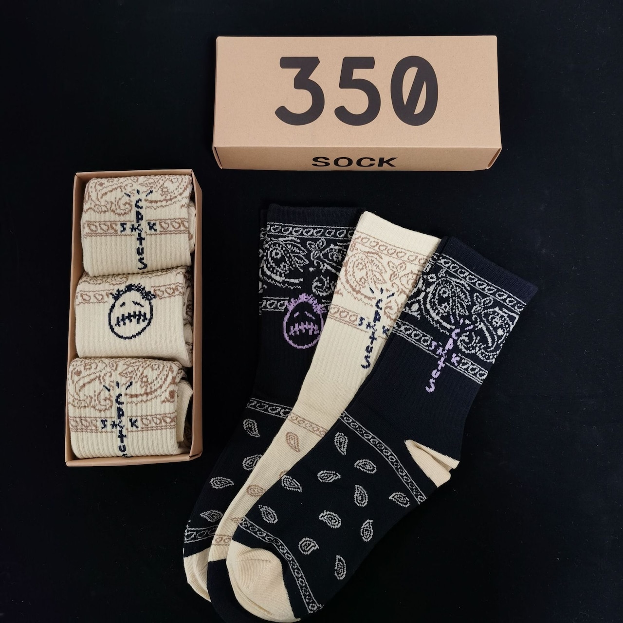 ストリート スケボー 花柄 靴下3点セット G102