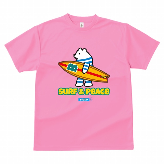 ヒグマくんSURF & PEACEサーフボード DRYTシャツ ピンク