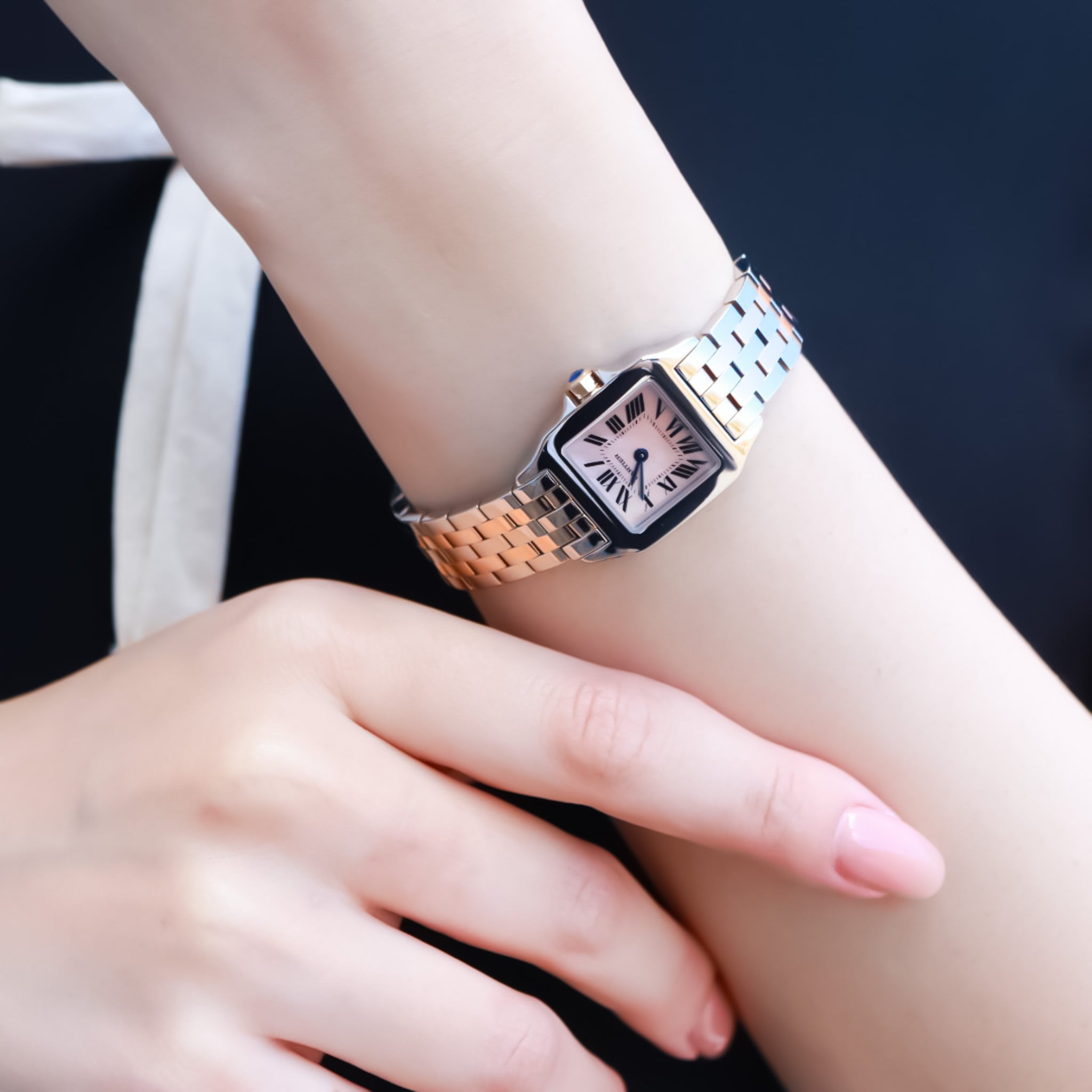 未使用｜カルティエサントスドゥモワゼルSM コマ カルティエ サントスドゥモワゼル SM ピンクシェル PGコンビ