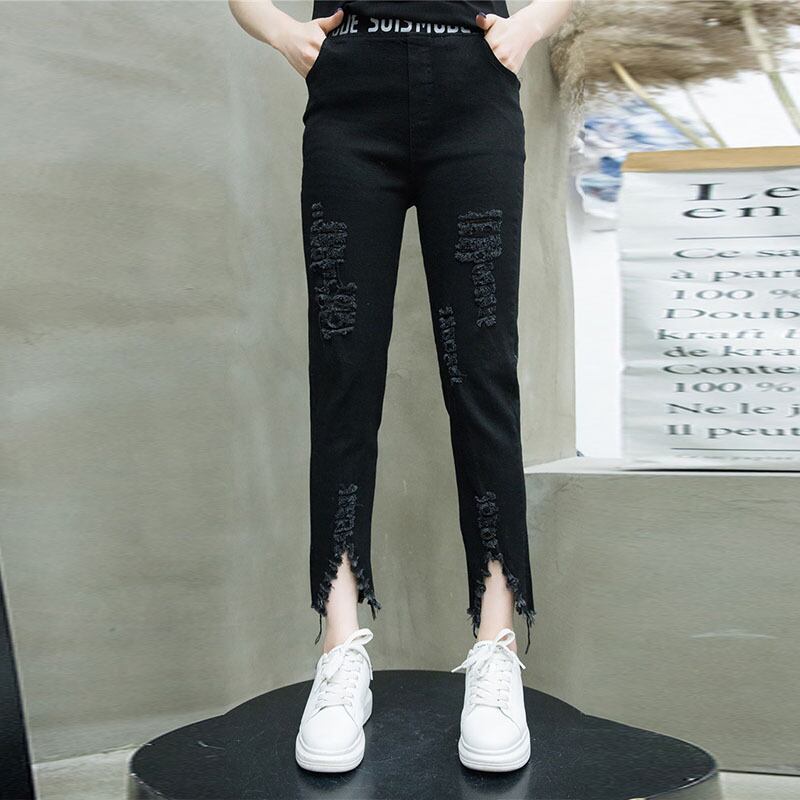 薄手サマーハイウェストウェストジーンズ パンツ カジュアル 大きめサイズ 夏物 ミックスインファッション55893132045