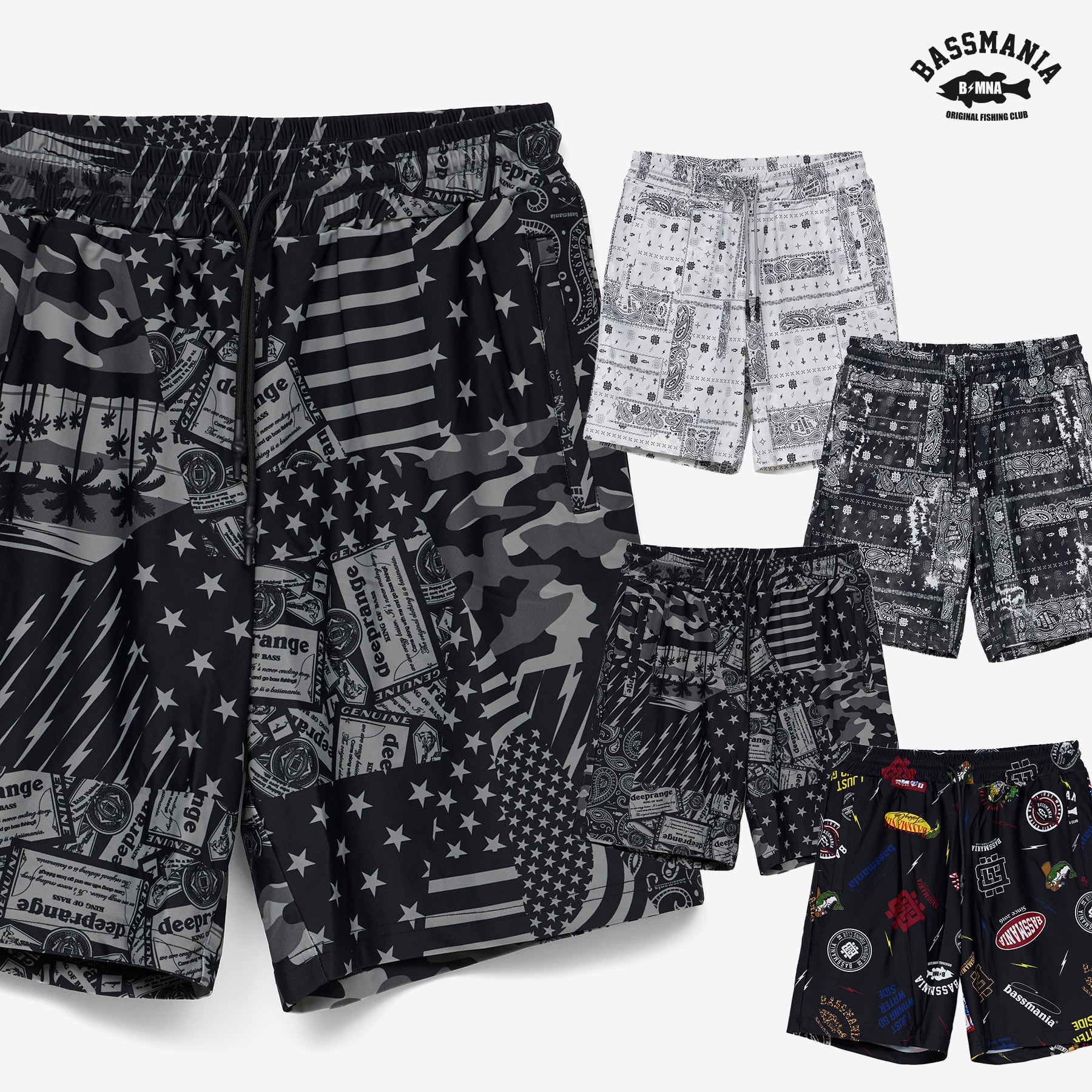 Original Pattern UV Rush Dry Shorts［BANDANA BLACK］［LIMITED