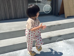 【Aosta】リネンオーバーオール 70~115cm フラワー 240512